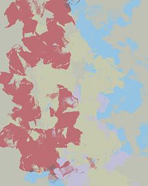 Formes organiques. Art abstrait moderne en rouge, pistache, lilas, sable, bleu. sur Dina Dankers