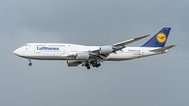 Lufthansa Boeing 747-8 passagiersvliegtuig.