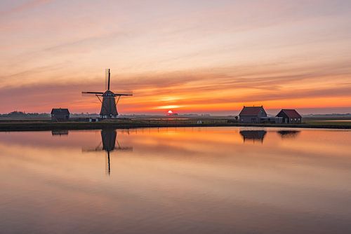 Texel Molen het Noorden zonsondergang