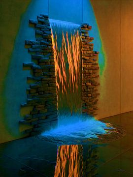 Élément eau - cascade sortant du mur