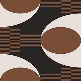 Retro Geometric Abstraction. Modern art in brown, white, black no. 5 by Dina Dankers