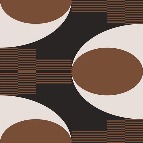 Retro Geometrische Abstractie. Moderne kunst in bruin, wit, zwart nr. 5