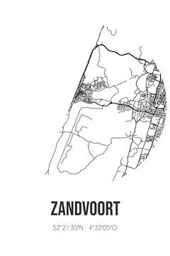 Zandvoort (Noord-Holland) | Landkaart | Zwart-wit van MijnStadsPoster