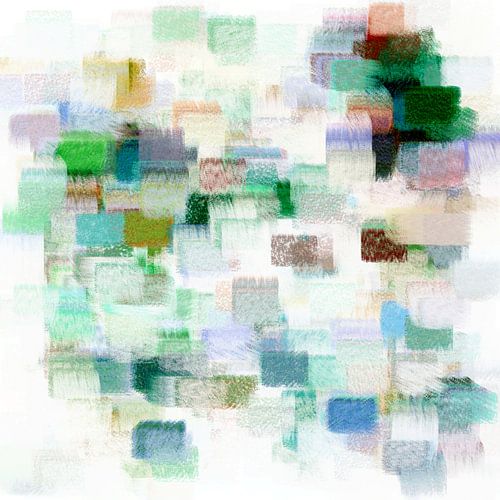 Abstract in green blue and red shades