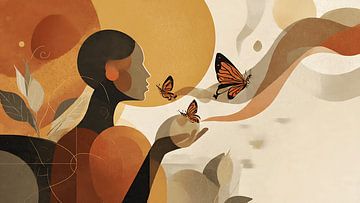 Soul Metamorphosis Into Floating Butterflies by Aden Pink Studio