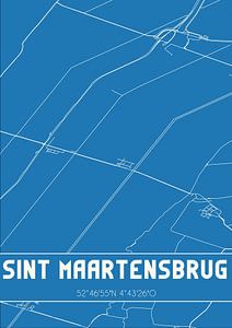 Blauwdruk | Landkaart | Sint Maartensbrug (Noord-Holland) van Rezona