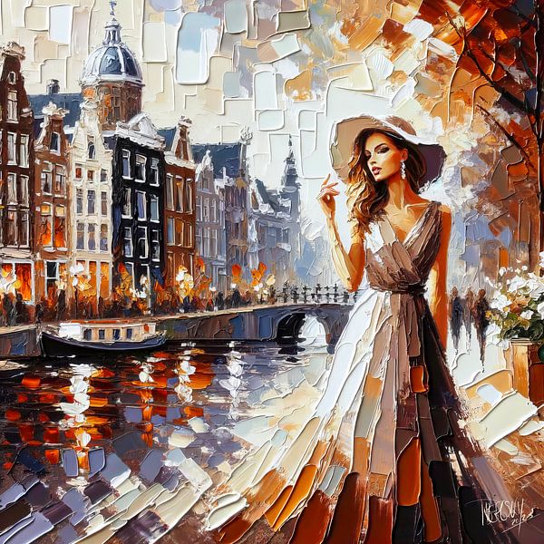Porträt Frau &quot; Amsterdam Muse II &quot; Impasto von René van den Berg