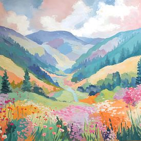 Colorful meadow landscape by IamHome Studio