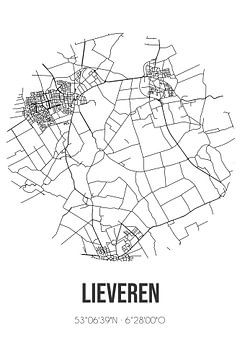 Lieveren (Drenthe) | Carte | Noir et blanc sur Rezona