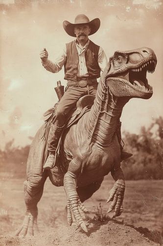 Cowboy met dinosaurus