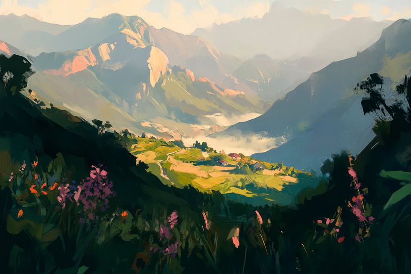 Mountain landscape Blossom splendour by Poster Art Shop