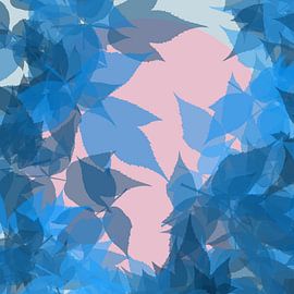 Springtime color study no. 1. Pink Moon and blue leaves by Dina Dankers