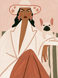 woman with a bulldog, boho style by Art in color