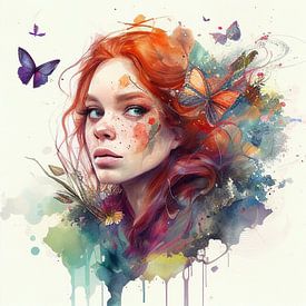 Cheveux Rouges Regard Papillon sur Chromatic Fusion Studio