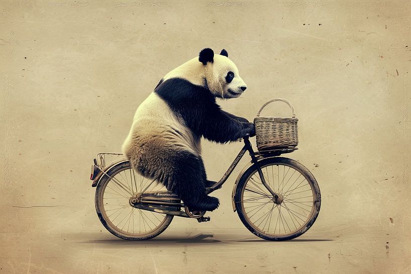 Panda on bicycle by Poster Art Shop
