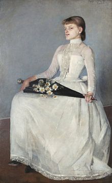 Van de wandeling - Dame in een witte jurk, Olga Boznańska