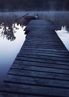 boat in morning fog