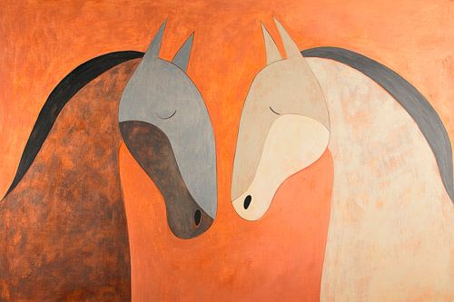 Twee paarden in een zacht kleurenspel