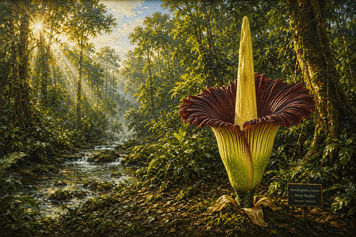 Titan-Aronstab (Bunga Bangkai) aus Sumatra – Indonesiens'seltener Regenwald-Riese