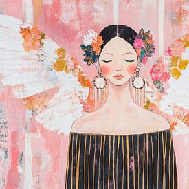 Vrouw met Vleugels | Roze Vrouw van Zen en Meer