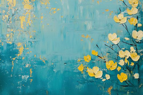 Abstract Landscape in Blue and Gold