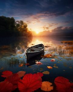 Boot im Herbst auf dem See