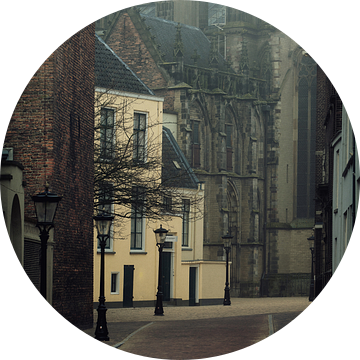 Achter de Dom in Utrecht in kleur op een mistige dag van André Blom Fotografie Utrecht