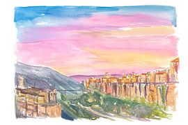Cuenca une ville de rêve à l'aquarelle en Castille-La Manche