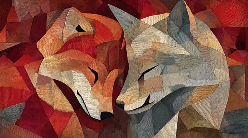 Wolves in an artistic panorama