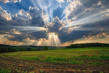 weiland met dramatische wolkenlucht van Egon Zitter