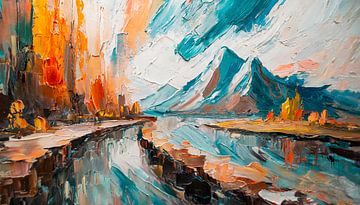 Peinture avec paysage sur Mustafa Kurnaz