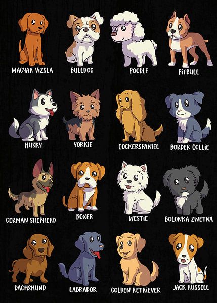 Mignons portraits de chiens de différentes races par Pixelbull Design