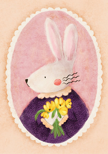 Bezauberndes Häschen mit Tulpen