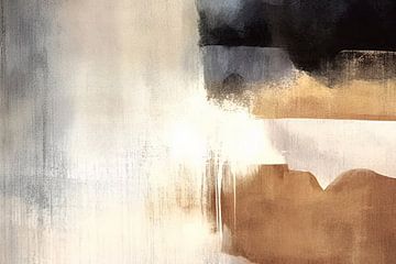 Modern abstract in wit, goud, zwart en blauw van Studio Allee