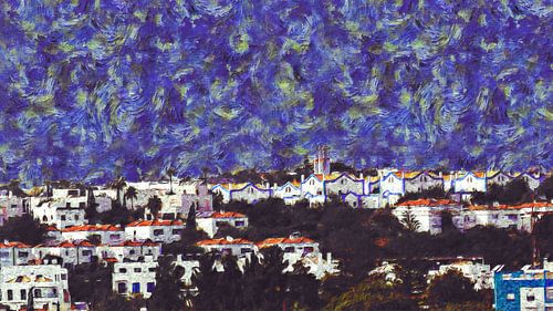 Ansicht von Tavira im Stil von Vincent van Gogh (Kunst) von Art by Jeronimo