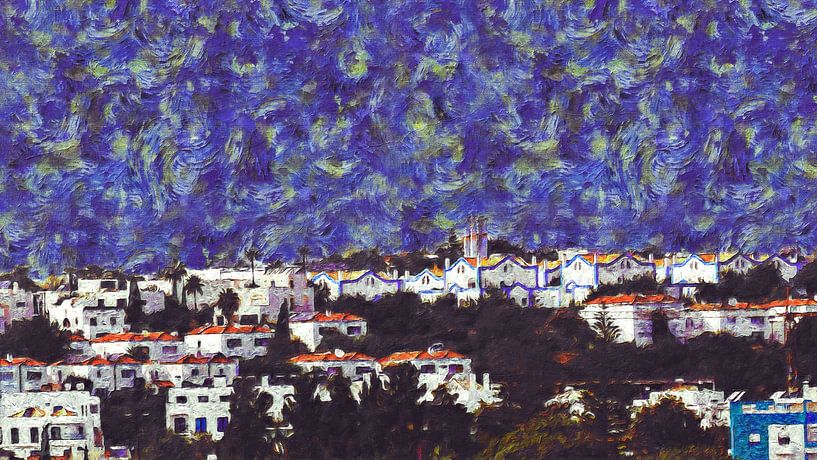 Ansicht von Tavira im Stil von Vincent van Gogh (Kunst) von Art by Jeronimo