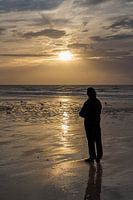 Silhouet bij zonsondergang