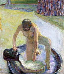 Accroupi nu dans le bain, Pierre Bonnard, 1918 sur Atelier Liesjes