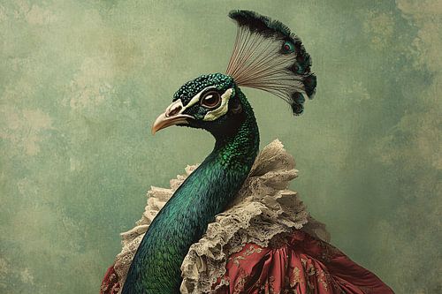 Elegante pauw in klassieke kledij