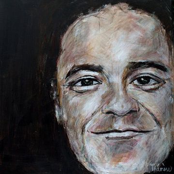 Portret schilderij van Robbie Williams. van Therese Brals