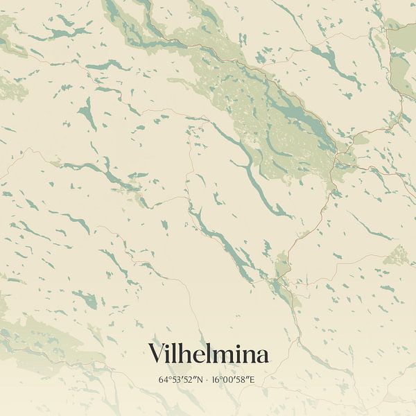Vintage map of Vilhelmina, Sweden. by Prints of Place