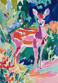 A colourful deer in an abstract natural setting by Niklas Maximilian