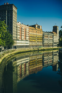 Facades facing the river Nervión in Casco Viejo, Bilbao