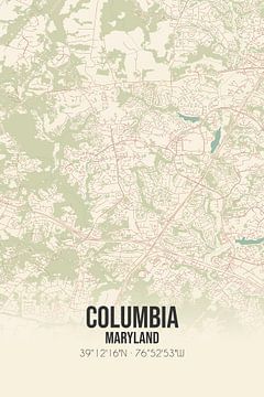 Carte ancienne de Columbia (Maryland), États-Unis. sur Rezona