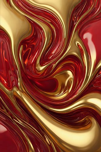 Dynamische Rode en Gouden Vloeistofbeweging