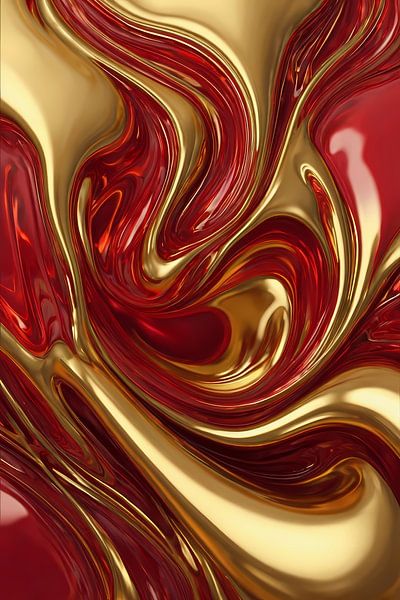 Mouvement fluide dynamique rouge et or par Art & Soul Creations
