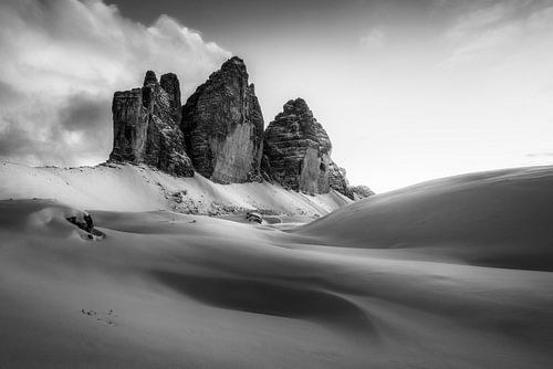 The Three Peaks surrounded by snow