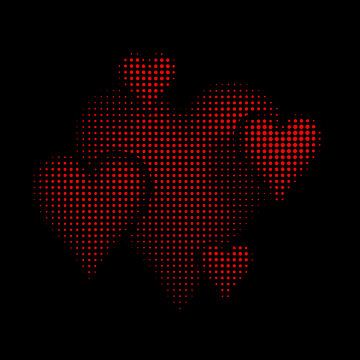 Halbton Muster Herzen schwarz rot