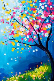 Blossoming tree in a play of colours by Poster Art Shop