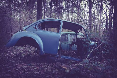 Auto achtergelaten in het bos